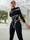 ❤ZASUWA Female Trendy Zipper Stripes Jumpsuit