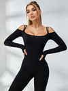 U Collar Scrunch Bum Elastic Tight Jumpsuit