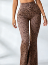Leopard Deep V Back Flare Leggings