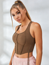 U Collar Drawstring with Chest Pads Tank