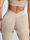ZASUWA Female V-shaped Waist Ribbed High-waisted Hip-lift Scrunch Bum Leggings