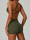ZASUWA Female Cross Back V-neck with Chest Pads Quick Dry Push Up Design Short Tracksuit