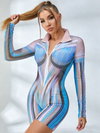 Unique Print Zipper Romper