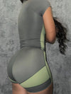 ZASUWA Female Contrast Color Zipper Elastic Tight Short Tracksuit