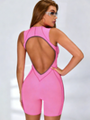 ZASUWA Female Hollow Out Backless Contrast Color Stripes Romper