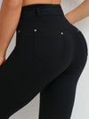 ZASUWA Female High-waisted Adjustable Strap Solid Color Elastic Tight Basic Yoga Leggings