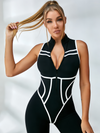 Sexy Contrast Color Stripes Corset Jumpsuit