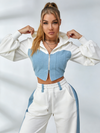 Sexy Contrast Color Pocket Casual Tracksuit