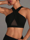 ZASUWA Female Sexy Solid Color Sheer Mesh Cross Tank