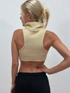 ZASUWA Female Solid Color Ribbed Stand Up Collar Tank