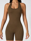ZASUWA Female U Collar Hollow Out Backless Elastic Tight Romper