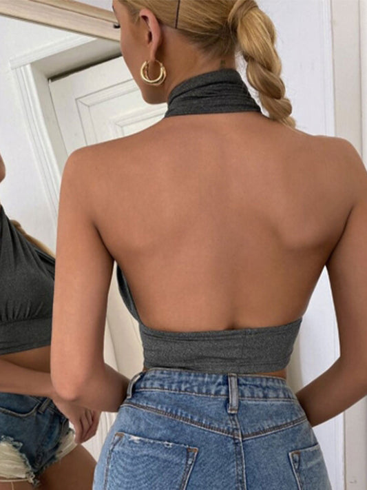 ZASUWA Female Sexy Cross Halter Hollow Out Backless Tanks