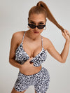 ZASUWA Female Leopard Print Cross Back Tracksuit
