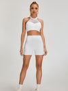 ZASUWA Female Sexy Lace-up Mesh Cross Back Short Tracksuit