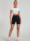 ZASUWA Female Deep V Back Pocket Scrunch Bum Cross Back Backless Short Tracksuit