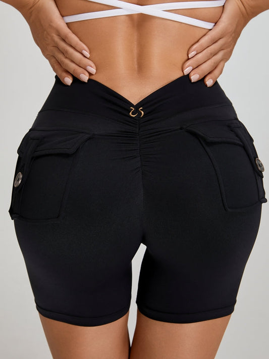 ZASUWA Female Deep V Back Pocket Scrunch Bum Booty Shorts