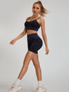 ZASUWA Female Leopard Print Big U Collar Short Tracksuits
