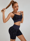 ZASUWA Female Leopard Print Big U Collar Short Tracksuits
