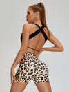 ZASUWA Female Leopard Print Booty Gym Shorts
