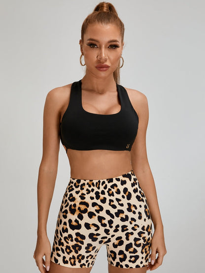 Leopard Print Cross Back Short Tracksuit