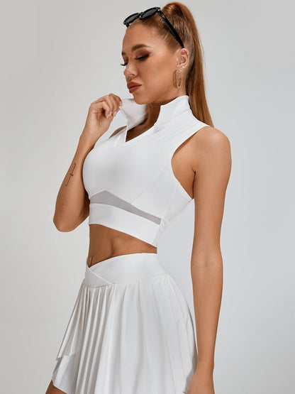 Pleated 2 In 1 Mesh Tennis Skirts Suits