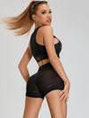 ZASUWA Female Fly Eye PU Hip-lift Spandex Gym Booty Shorts