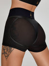 ZASUWA Female Fly Eye PU Hip-lift Spandex Gym Booty Shorts
