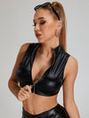 ZASUWA Female Faux Leather Zipper Sexy Belt Buckles Shorts