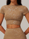 ZASUWA Female Hot Stamping Print Elastic Tight Quick Dry Short Sleeves