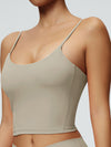 ZASUWA Female U Collar Backless Adjustable Strap Solid Color Sports Bras