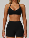 ZASUWA Female Cross Back V-neck with Chest Pads Quick Dry Push Up Design Short Tracksuit
