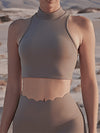 ZASUWA Female Sexy Solid Color Hollow Out Stand Up Collar Tank
