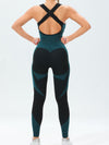 ZASUWA Female Ribbed Contrast Color Square Collar Jumpsuit