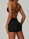 ZASUWA Female Cross Back V-neck with Chest Pads Quick Dry Push Up Design Short Tracksuit