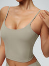 ZASUWA Female U Collar Backless Adjustable Strap Solid Color Sports Bras