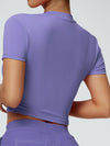 ZASUWA Female Solid Color V-neck Quick Dry Elastic Tight Short Sleeves
