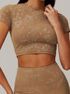 ZASUWA Female Hot Stamping Print Elastic Tight Quick Dry Short Sleeves