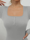 ZASUWA Female Ribbed U Collar Quick Dry Thumbhole Jumpsuit