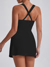 ZASUWA Female U Collar I-shaped Zipper Cross Back Quick-dry Dress