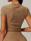 ZASUWA Female Hot Stamping Print Elastic Tight Quick Dry Short Sleeves