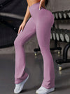 ZASUWA Female Solid Color Stripe High-waisted Flare Pants