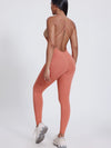 ZASUWA Female Cross Back U Collar Hip-lift Jumpsuit