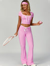 ZASUWA Female Contrast Color Lace-up V-shaped Waist Folds Tracksuit