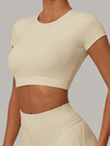 Sexy Round Collar Cropped Short Sleeves