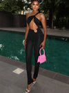 ZASUWA Female Tailoring Hollow Out Elastic Tight Jumpsuit