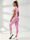 Denim Deep V Back Scrunch Bum Short Tracksuit