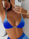ZASUWA Female Gradient Contrast Color Flounce Mesh 3-Pieces Bikini Set