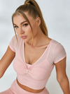 Sexy Sheer Mesh Bow-knot Short Sleeves