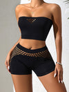 ZASUWA Female Fishnet Hollow Out Short Tracksuit