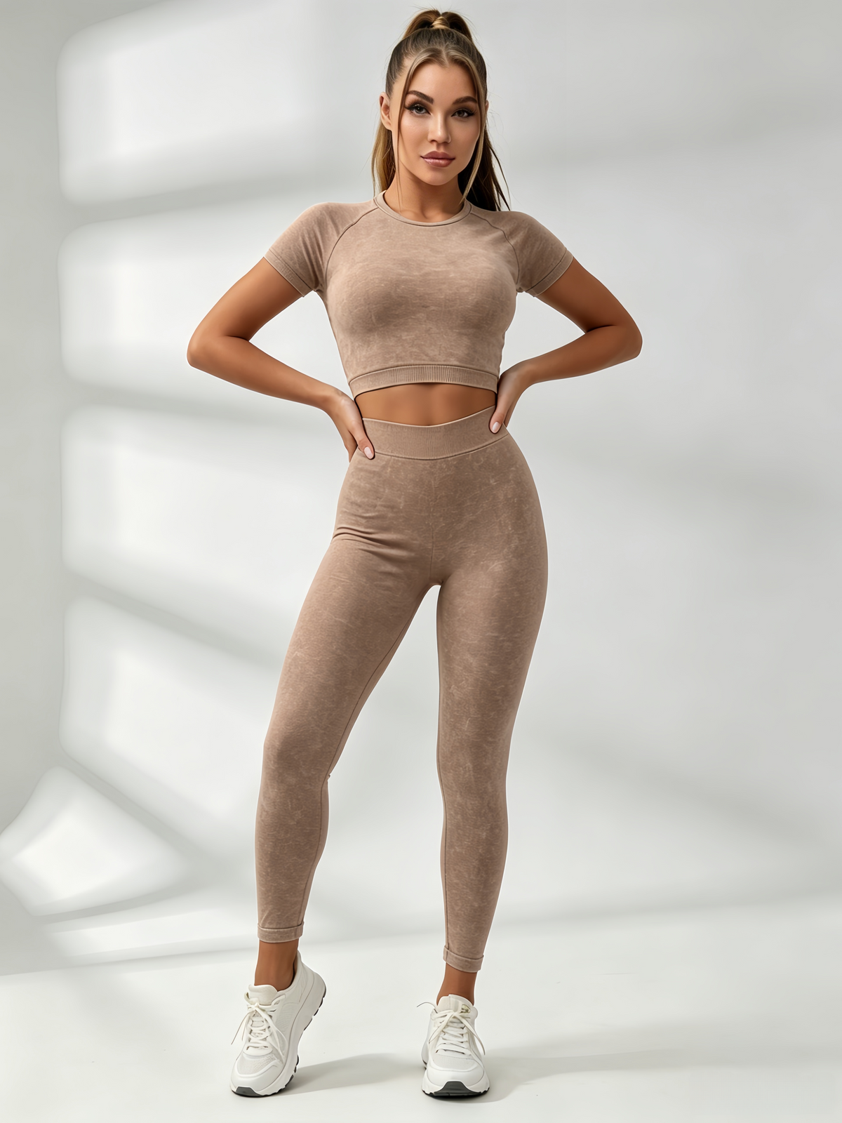 Denim Deep V Back Scrunch Bum Short Tracksuit